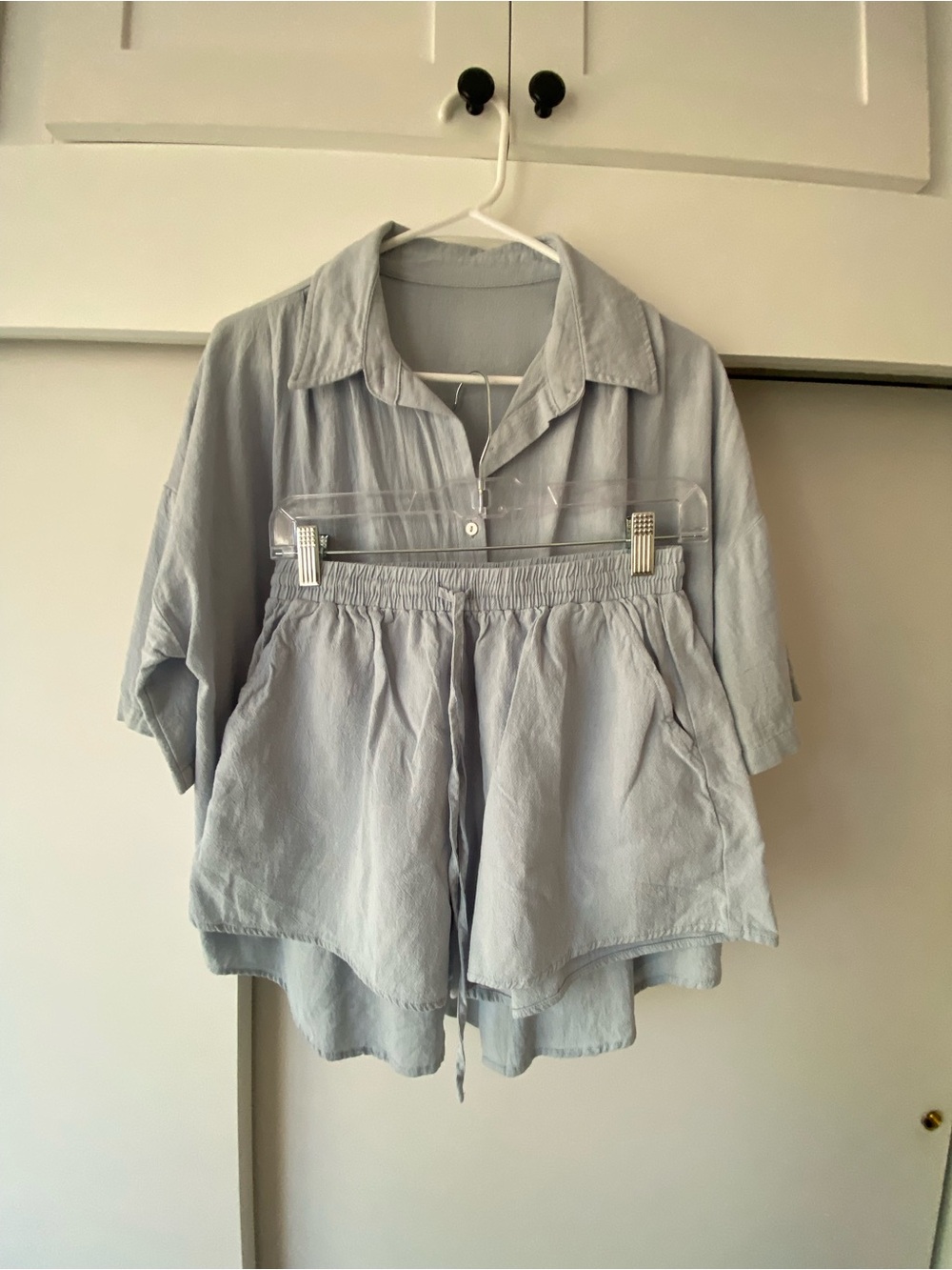 Light Blue Women's Elastic Waist Lounge Set